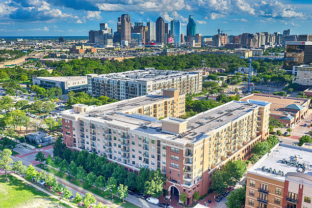 Looking out at the dallas skyline from mckinney ave in uptown. looking out at the dallas skyline from mckinney ave in uptown.